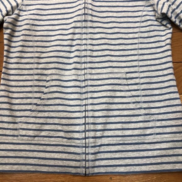 L.L. Bean Womens High Collar Full-Zip Gray & Blue Striped Jacket Size XS - Picture 6 of 7
